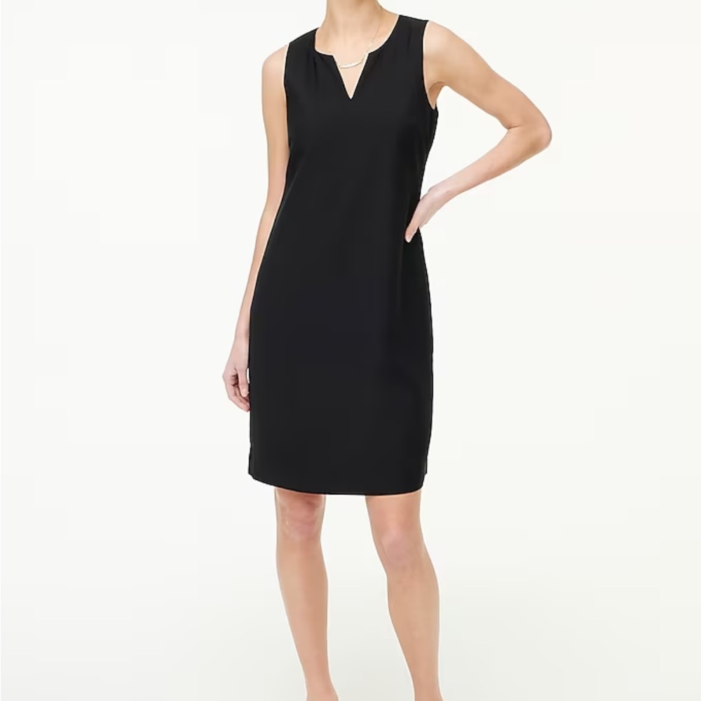 NWT J. CREW FACTORY BLACK NO SLEEVE SPLIT-NECK SHEATH DRESS